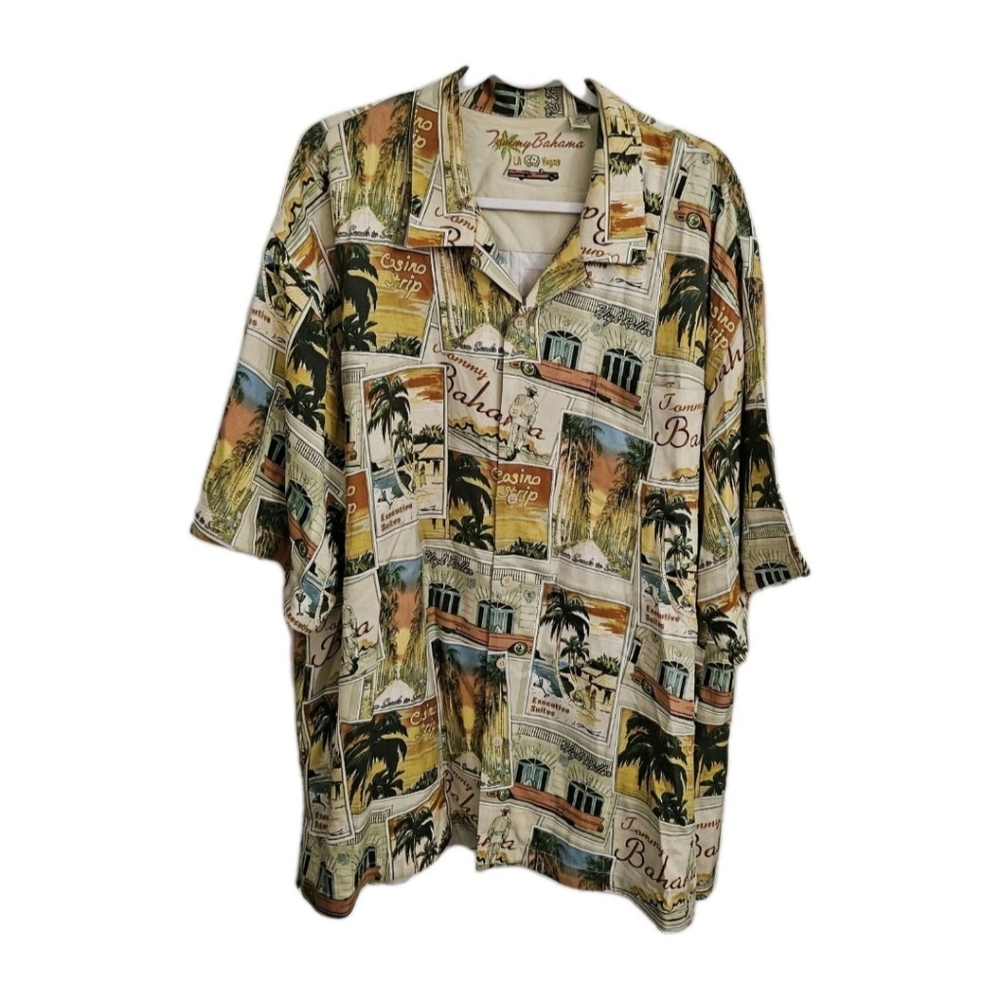 Tommy Bahama Camp Shirt Mens XXL Las Vegas Casino Strip Hawaiian Silk Button Up